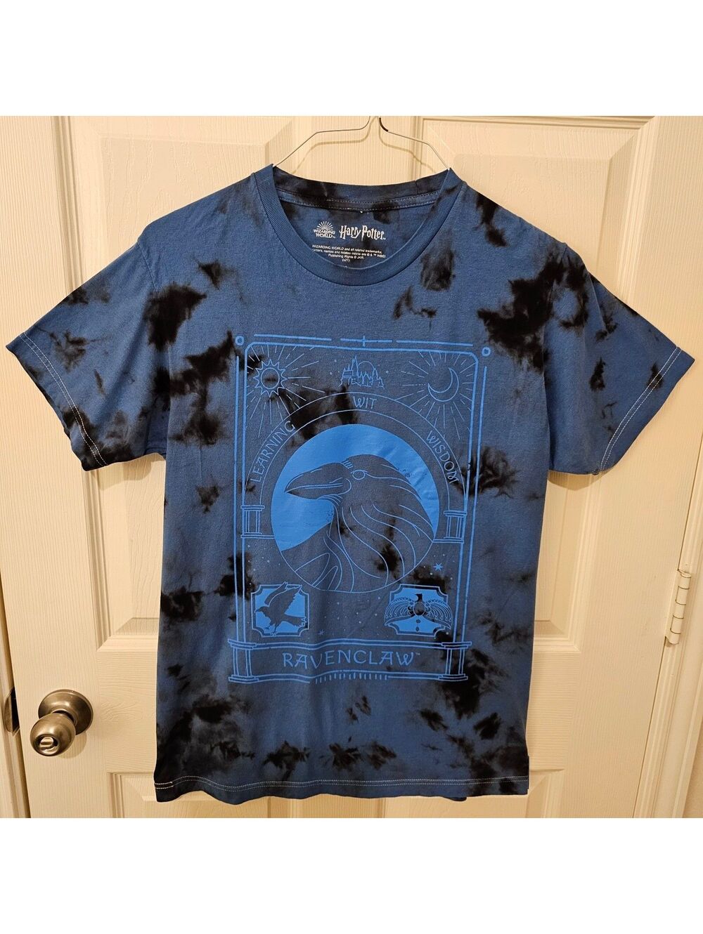 Wizarding World Harry Potter T-shirt Ravenclaw Blue Tie-Dye Dark Academia size S